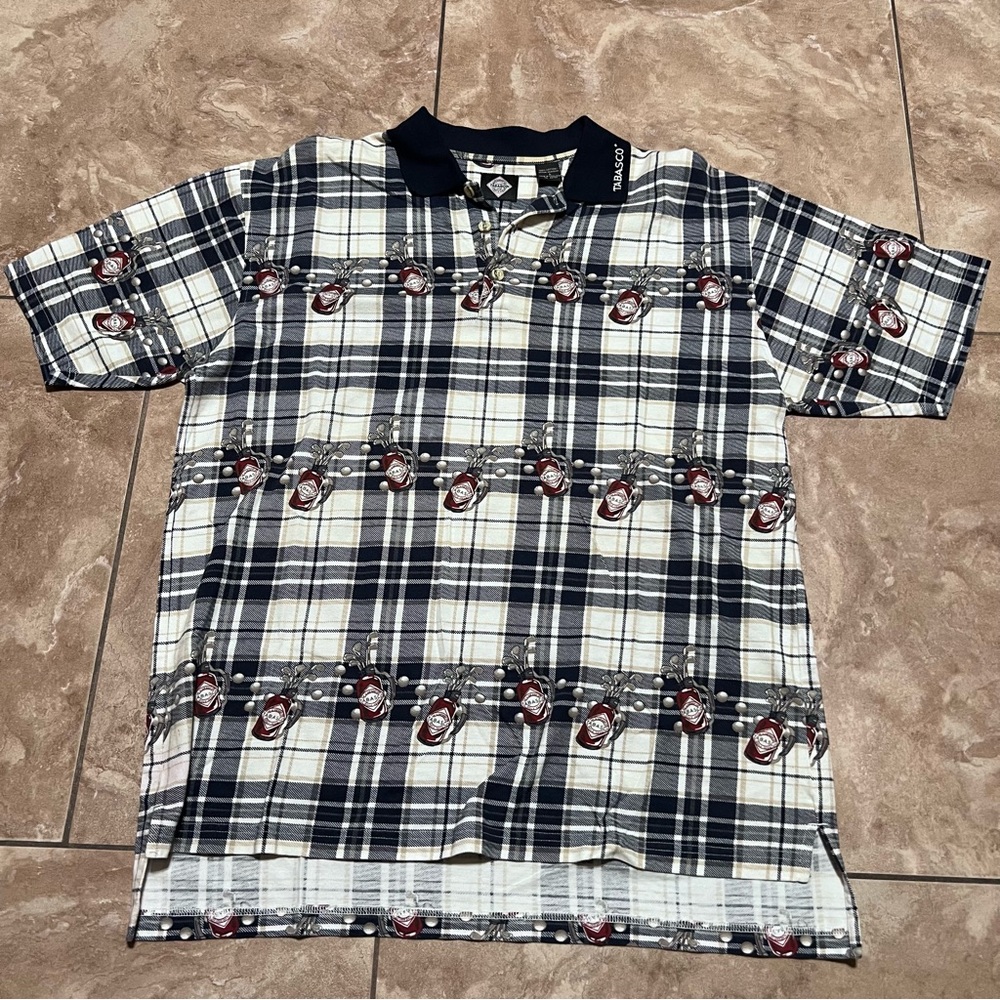 Vintage Tabasco Golf Polo Shirt All Over Print L